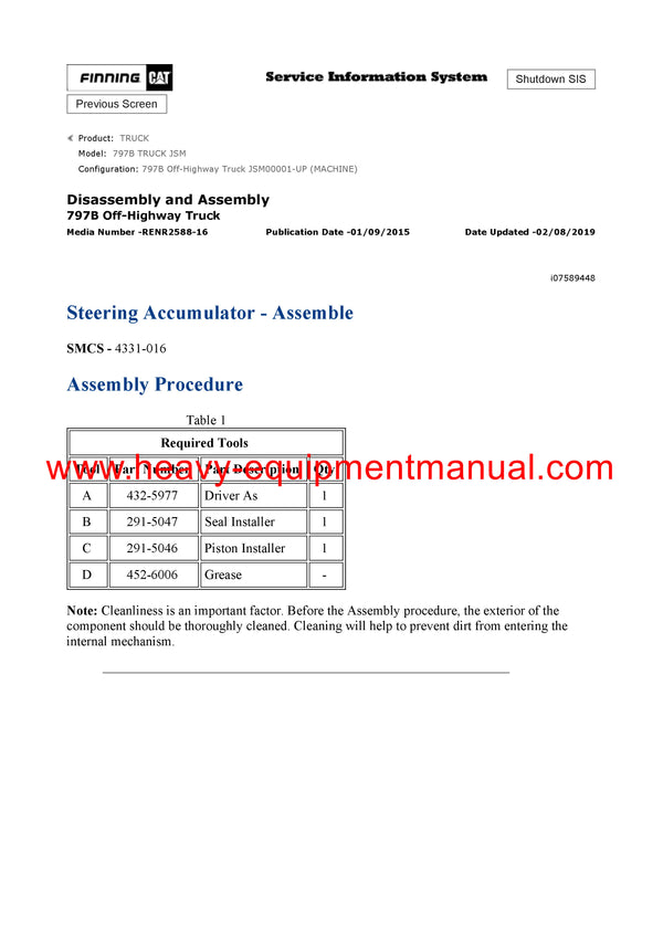 Download Caterpillar 797B Truck Service Repair Manual JSM