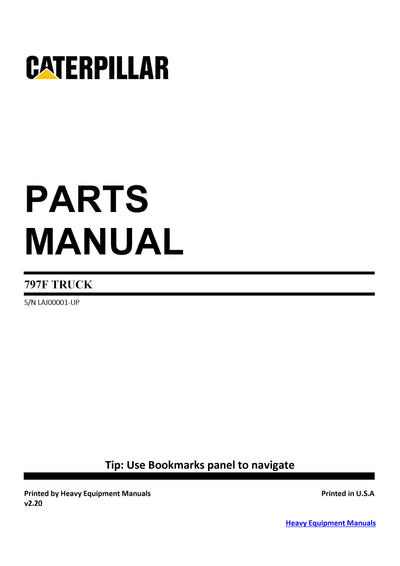 Download Caterpillar 797F Truck Parts Manual LAJ
