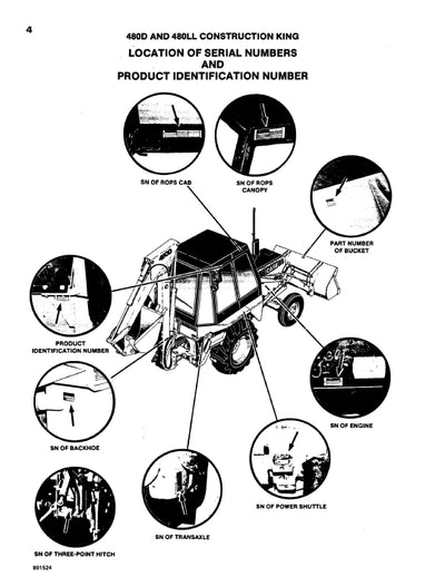 Case 480D 480LL Backhoe Loader Parts Manual 8-1103