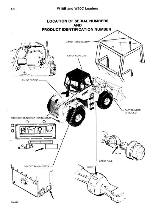Case W18B W20C Loader Parts Manual 8-1612