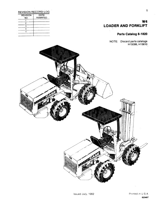 Case W4 Forklift & Loader Parts Manual 8-1820