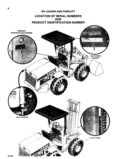 Case W4 Forklift & Loader Parts Manual 8-1820