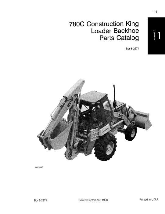 Case 780C Backhoe Loader Parts Manual 8-2271