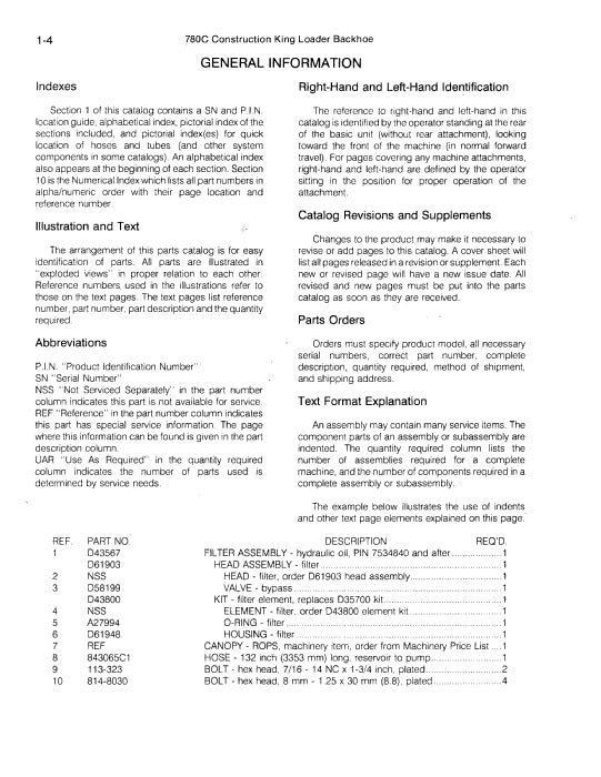Case 780C Backhoe Loader Parts Manual 8-2271