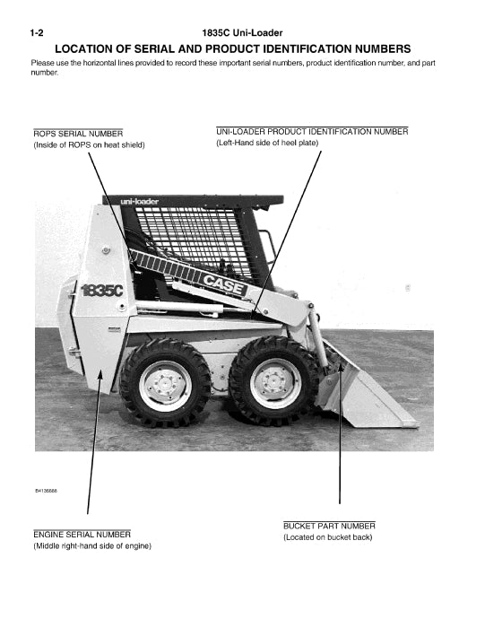 Case 1835C Uni-Loader Parts Manual 8-2784