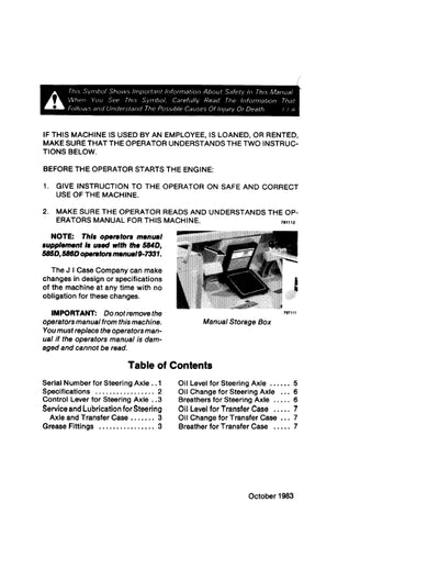 Case 584D,585D,586D Forklift Supplement Operator Manual 8-42590