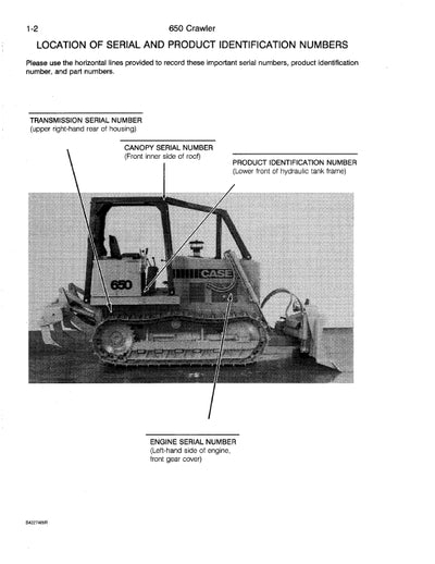 Case 650 Crawler Parts Manual 8-6010