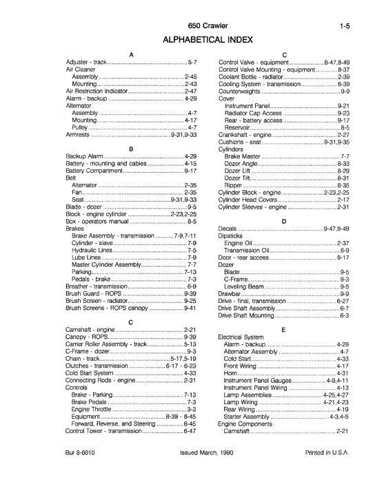 Case 650 Crawler Parts Manual 8-6010