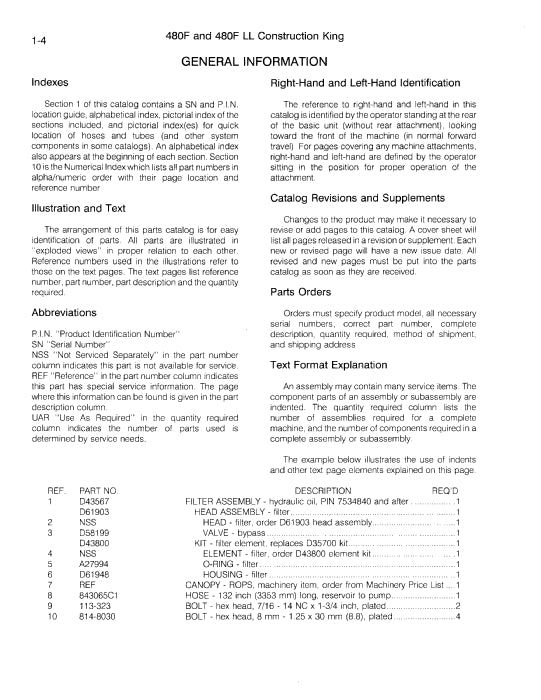 Case 480F 480F LL backhoe Loader Parts Manual 8-6221