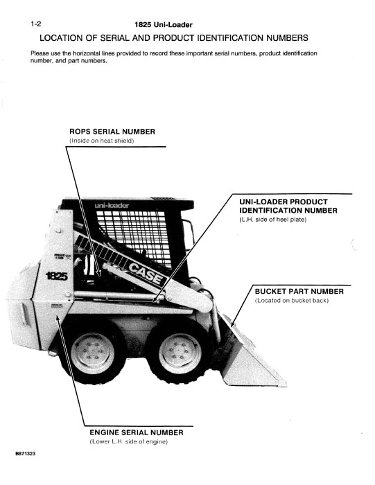 Case 1825 Uni-Loader COMPLETE Parts Manual 8-7252