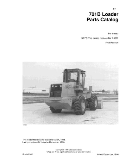 Case 721B Loader Parts Manual 8-9382