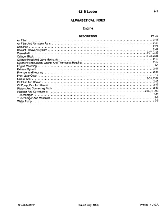 Case 621 Revision Fo Bilingual Ldr Parts Manual 8-9461R2