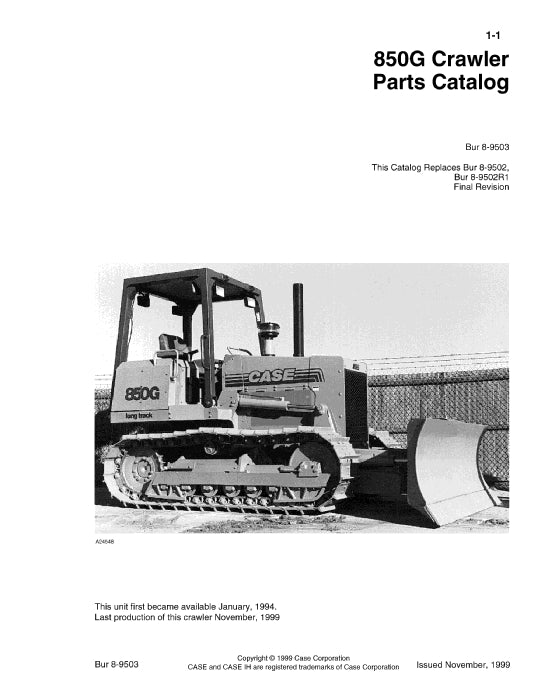 Case 850G Crawler Parts Manual 8-9503