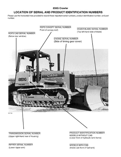 Case 850G Crawler Parts Manual 8-9503