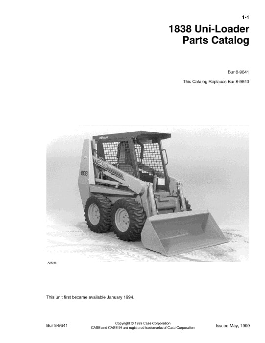 Case 838 Uni-Loader Parts Manual 8-9641