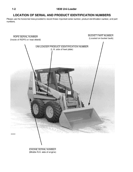Case 838 Uni-Loader Parts Manual 8-9641
