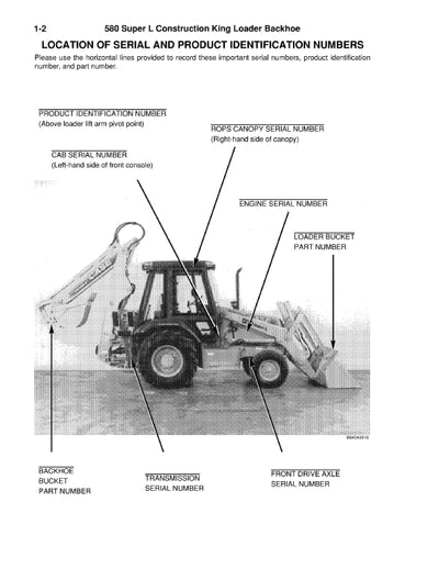 Case 580 Super L Construction King backhoe Loader Parts Manual 8-9932