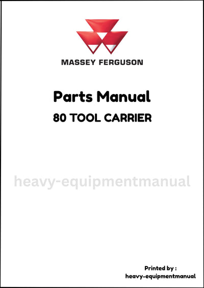 Massey Ferguson 80 TOOL CARRIER Parts Manual - Download PDF