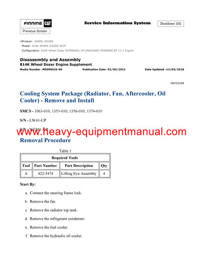 DOWNLOAD CATERPILLAR 814K WHEEL DOZER SERVICE REPAIR MANUAL WCM