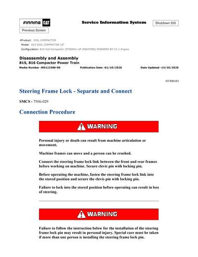 CATERPILLAR 815 SOIL COMPACTOR Full Complete SERVICE REPAIR MANUAL