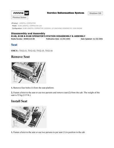 DOWNLOAD CATERPILLAR 816B LANDFILL COMPACTOR SERVICE REPAIR MANUAL 15Z
