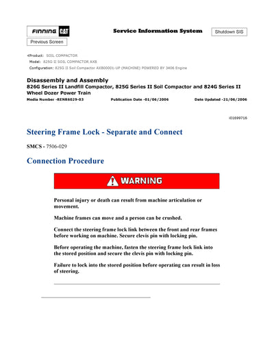 DOWNLOAD CATERPILLAR 825G II SOIL COMPACTOR SERVICE REPAIR MANUAL AXB