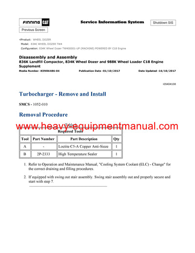 DOWNLOAD CATERPILLAR 834K WHEEL DOZER SERVICE REPAIR MANUAL TW4