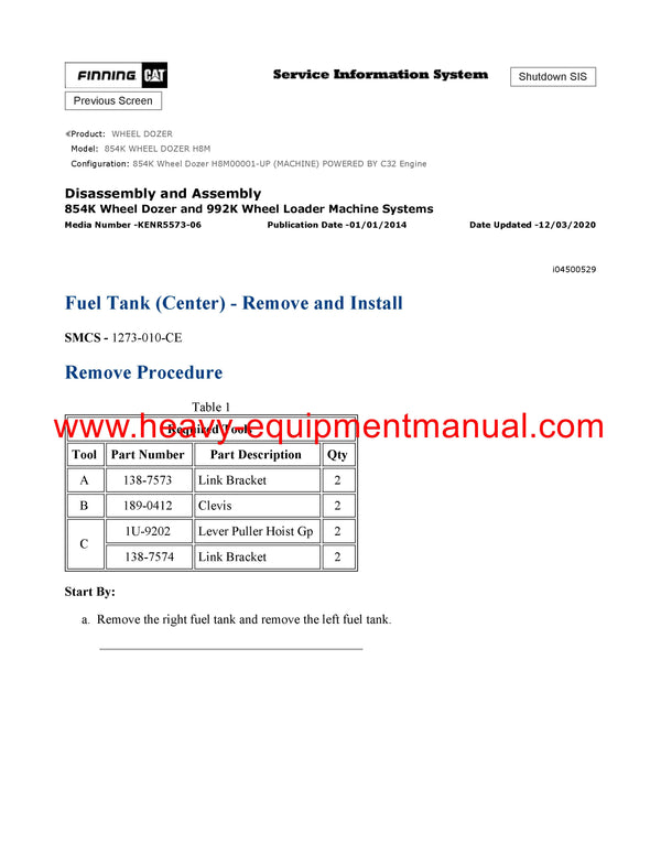 DOWNLOAD CATERPILLAR 854K WHEEL DOZER SERVICE REPAIR MANUAL H8M