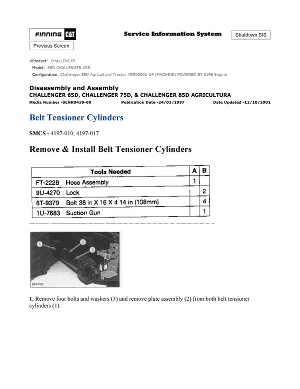 Download Caterpillar 85D CHALLENGER Service Repair Manual 4GR