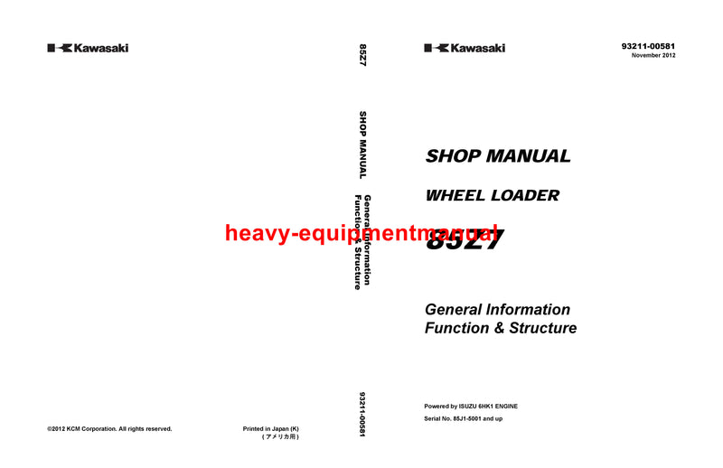 Kawasaki 85Z7 Wheel Loader Workshop Service Repair Manual