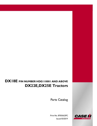 Case IH DX18E DX22E DX25E Tractor Parts Manual 87055623