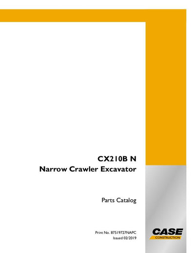 Case CX210B Narrow Crawler Excavator Parts Manual 87519727NA