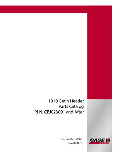 Case IH 1010 Grain Header Parts Manual 87611283