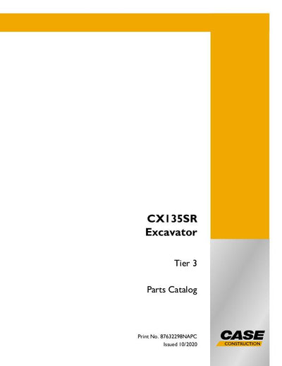 Case CX135SR Tier 3 Excavator Parts Manual 87632298NA