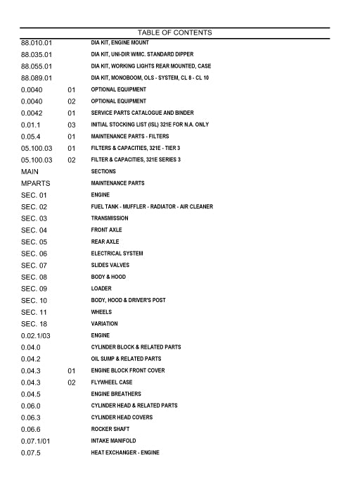 Case 321E Series 3 Tier 3 Compact Wheel Loader Parts Manual 87659826NA
