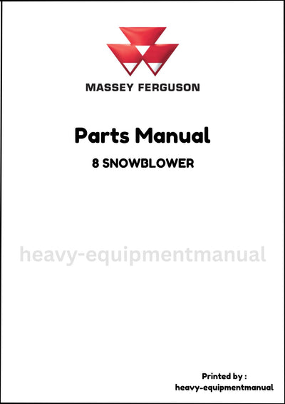 Massey Ferguson 8 SNOWBLOWER Parts Manual - Download PDF