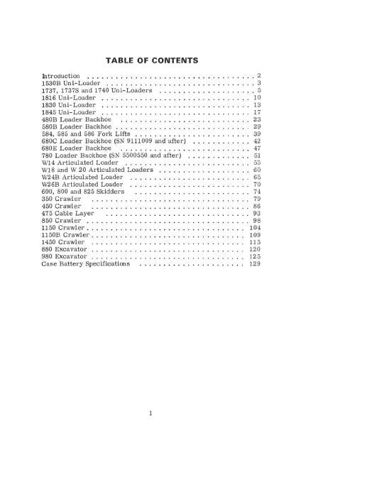 Case 1150, 1150B, 1450, 1530B Machine Specs Uni-loader Operator Manual 9-74245