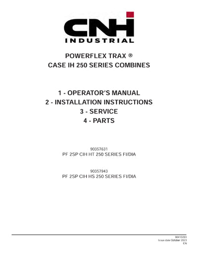 Case IH Powerflex Trax for 250 Series Combine Operator Manual 90410283