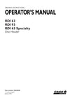 Case IH RD163, RD193, RD163 Specialty Disc Header Operator Manual 90439848