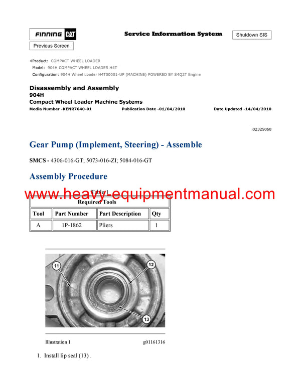 DOWNLOAD CATERPILLAR 904H COMPACT WHEEL LOADER SERVICE REPAIR MANUAL H4T