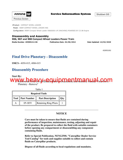 DOWNLOAD CATERPILLAR 906M COMPACT WHEEL LOADER SERVICE REPAIR MANUAL H66