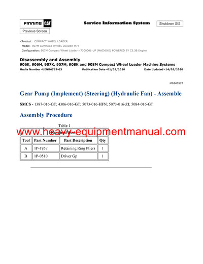 DOWNLOAD CATERPILLAR 907M COMPACT WHEEL LOADER SERVICE REPAIR MANUAL H77