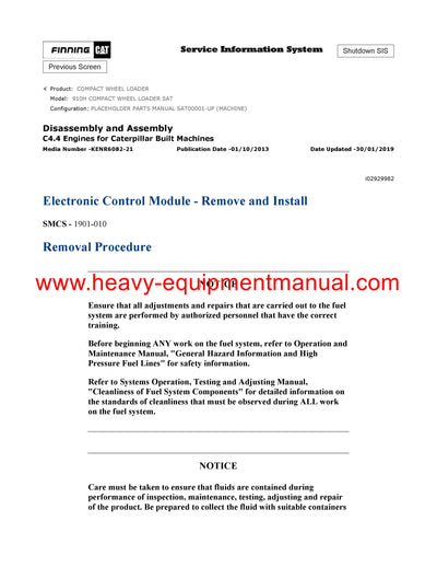 DOWNLOAD CATERPILLAR 910H COMPACT WHEEL LOADER SERVICE REPAIR MANUAL SAT