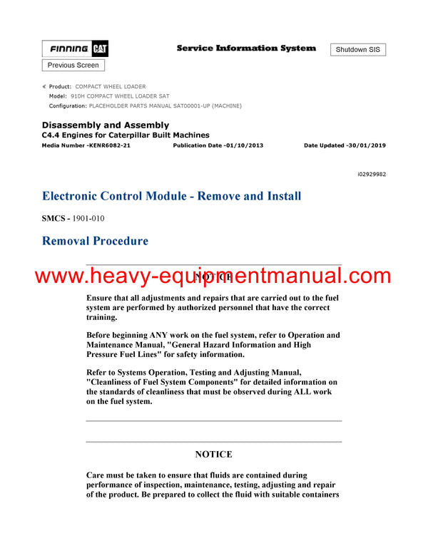 DOWNLOAD CATERPILLAR 910H COMPACT WHEEL LOADER SERVICE REPAIR MANUAL SAT