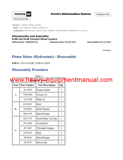 DOWNLOAD CATERPILLAR 910K COMPACT WHEEL LOADER SERVICE REPAIR MANUAL AY4