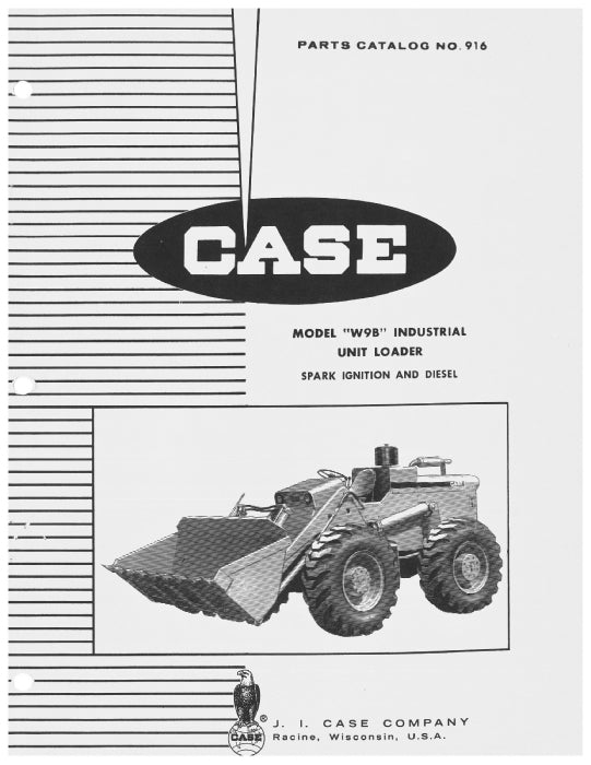 Case W9B Industrial Wheel Loader Parts Manual 916PC