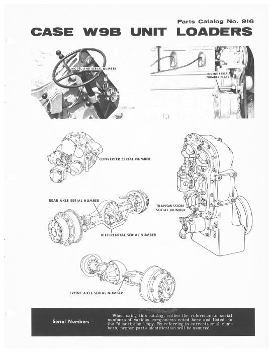 Case W9B Industrial Wheel Loader Parts Manual 916PC