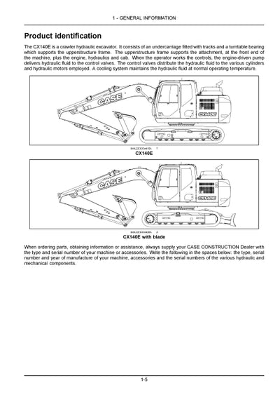 Case CX140E Crawler Excavator Operator Manual 91853745