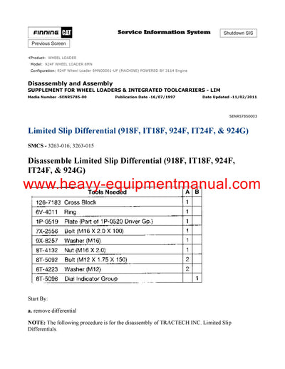 DOWNLOAD CATERPILLAR 924F WHEEL LOADER SERVICE REPAIR MANUAL 6MN