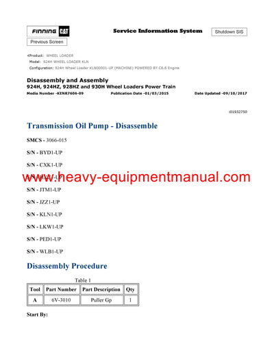 DOWNLOAD CATERPILLAR 924H WHEEL LOADER SERVICE REPAIR MANUAL KLN